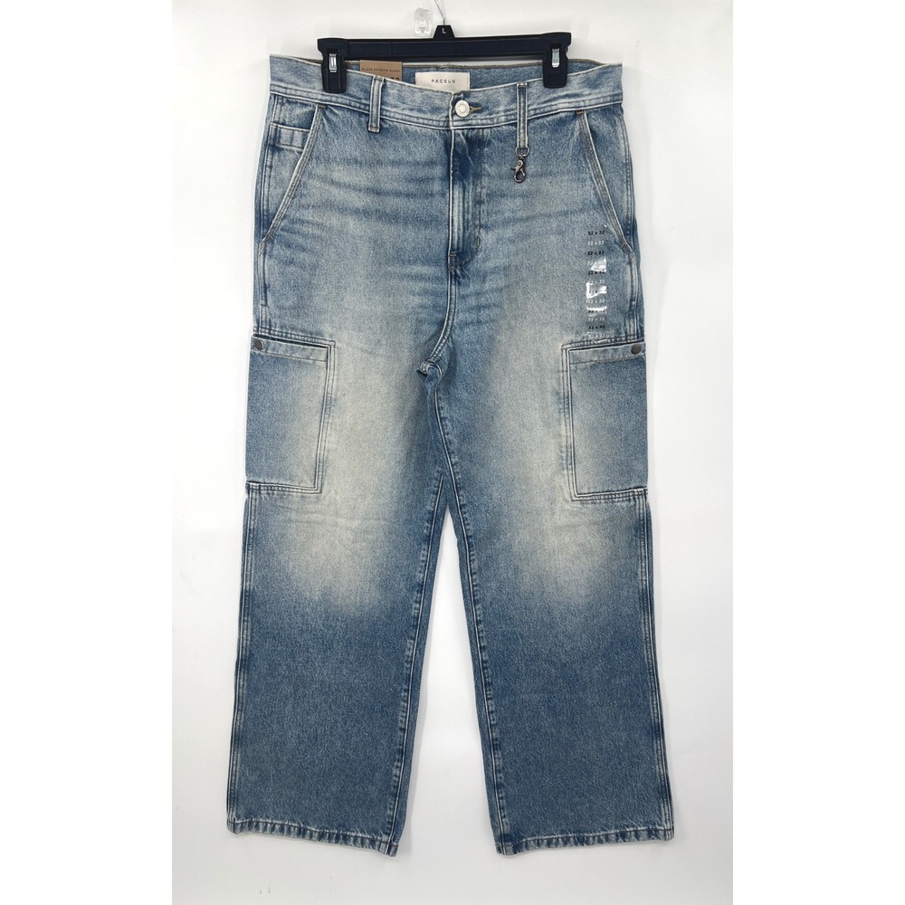 PacSun Blake Extreme Baggy Mens 32x32 Blue Carpenter Rigid Denim Jeans‎ Wide Leg